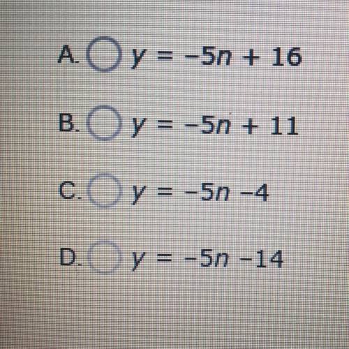 HELP!!

In a sequence of numbers, a5 = -9, a6 = -14, a7 = -19, a8 = -24 and a9 = -29. Based on thi