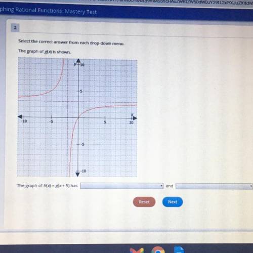 Select the correct answer from each drop down menu.

The graph of g(x) is shown.
The graph has (th