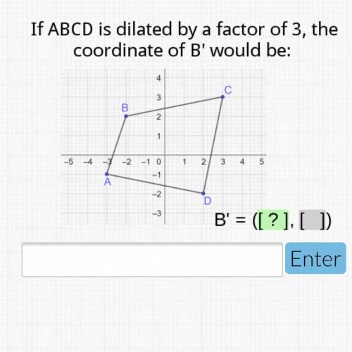 Please help! if abcd is dilated by a factor of 3, the coordinate of b would be