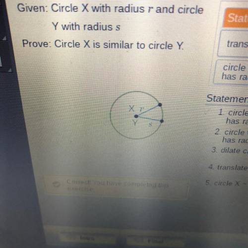 Given:circle X with radius R and circle Y whit radius S 
Prove: circle X is similar to circle Y.