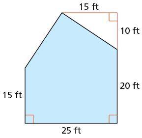 The figure shows the dimensions of the side of a house. Find the area of the side of the house.
