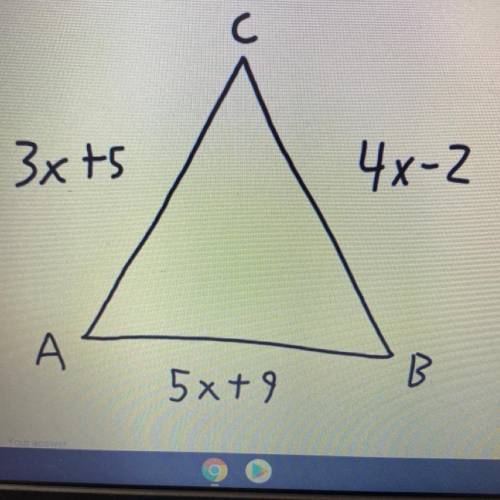 Find the length of segment AC if triangle ABC is an isosceles with segment AC

congruent to segmen