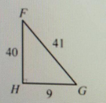 Right triangle FGH is shown. Which pair of expressions is equal to 9/41?

A. Sin F and Cos G B. Si
