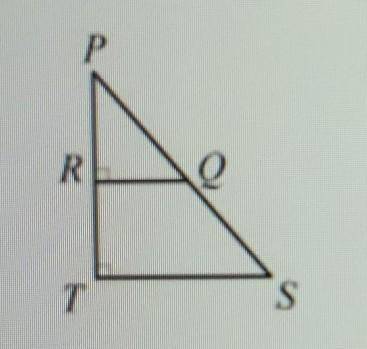 In the diagram, triangle PQR is similar to right triangle PST. Which pair of ratios is equal to Sin