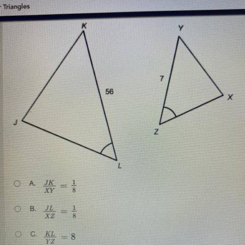 Which condition would prove angle JKL - angle XYZ?