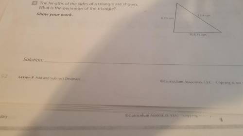 The lengths of the sides of a triangle are shown what is the perimeter of the triangle
