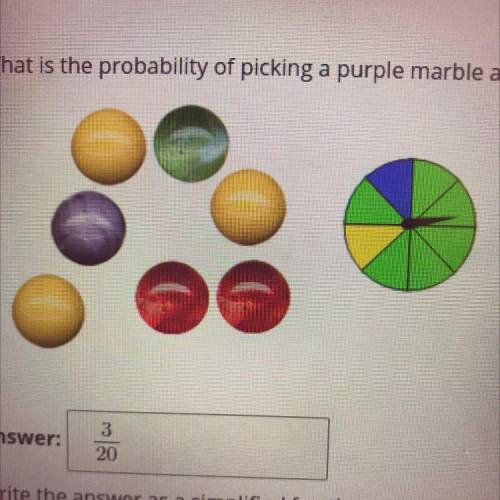 What is the probability of picking a purple marble and spinning green?