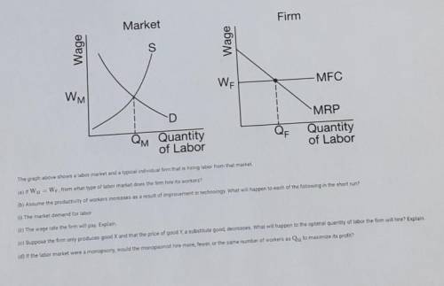The graph above shows a labor market and a typical individual firm that is hiring labor from that m