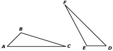 Triangle ABC and triangle DEF are similar.
Which proportion must be true?