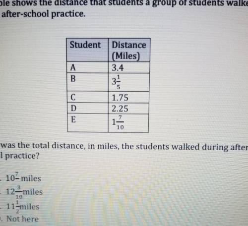 6 The table shows the distance that students a group of students walked during after-school practic