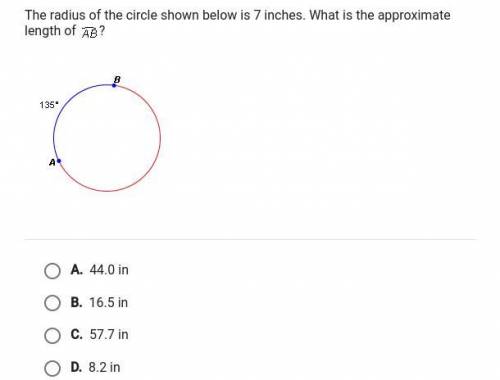 HELPPP I WILL GIVE BRAINLIST

The radius of the circle shown below is 7 inches. What is the approx