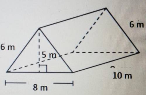 A triangular prism and its dimensions are shown in the diagram

What is the total surface area of