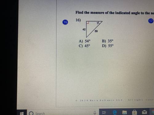 Find the measure of the indicated angle to the nearest degree

does anyone know the answer ?? Plea