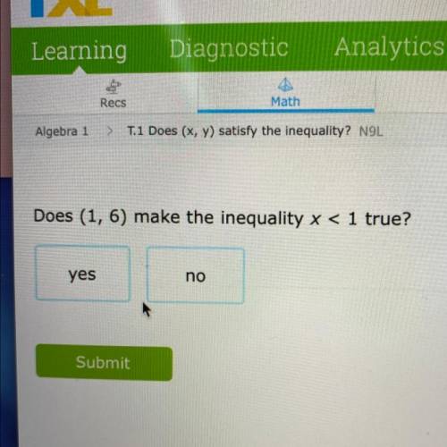 Does (1,6) make the inequality x<1 true