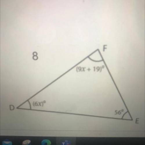 Find the value of x, then find each missing angle.