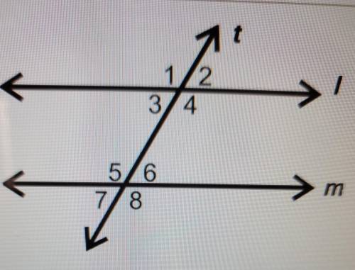 Lines land m are parallel lines cut by the transversal line t Which angle is congruent to 1?

A) 3