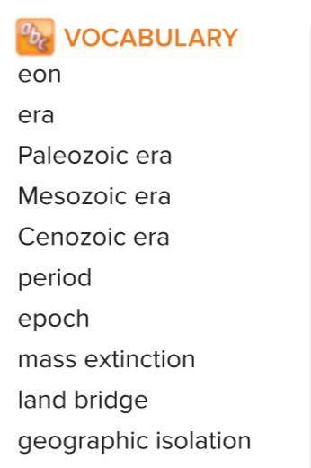 What are the science definitions of these

Eon
Era
Paleozoic era
Mesozoic era
Cenozoic era
Period