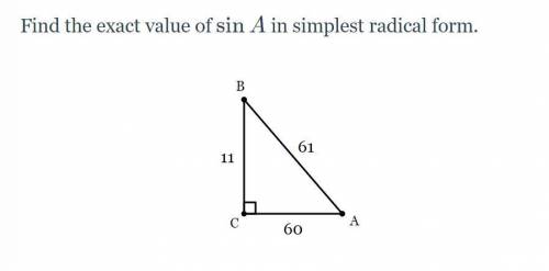 Find the exact value of sin Ain simplest radical form....