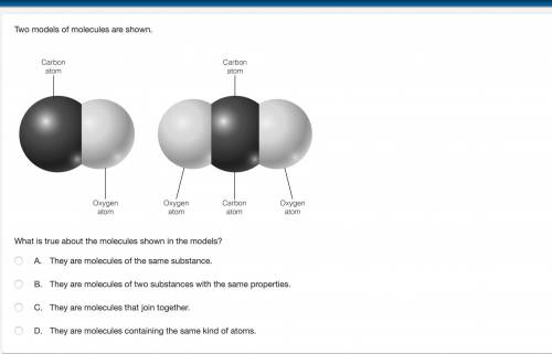 Two models of molecules are shown. What is true about the molecules shown in the models? The one on