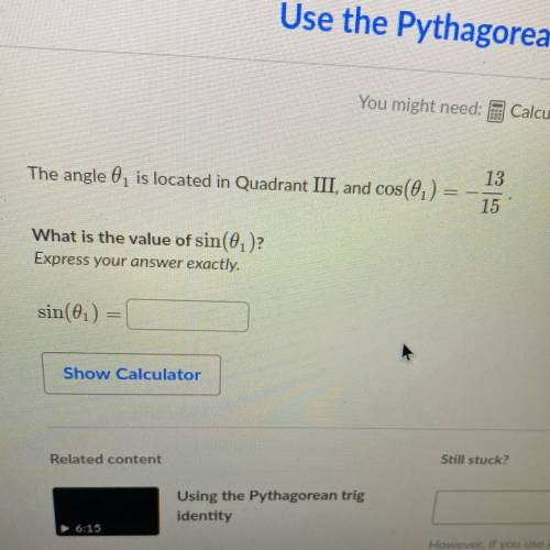 Help me please, it’s a Pythagorean identity problem