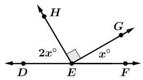 Find the value of x and explain the angle relationship.