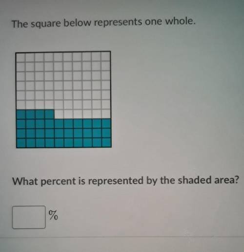 The square below represents one whole. What percent is represented by the shaded area?