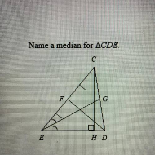 Name a median for ACDE.
(Just type two capital letters to represent the segment)