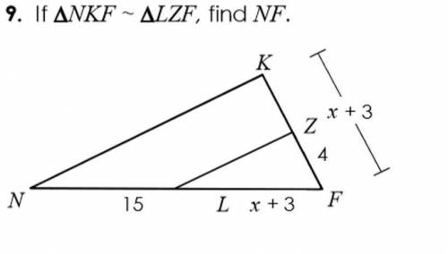 If triangle NKF is similar to triangle LZF, find NF