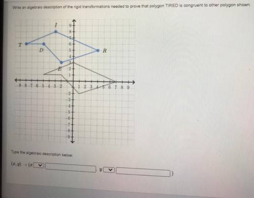 Write an algebraic description of the rigid transformations needed to prove that polygon TIRED is c