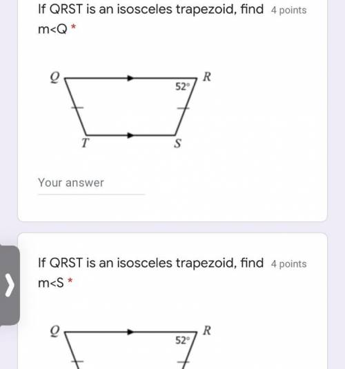 If QRST is an isosceles trapezoid, find m