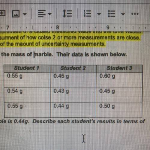 2. Three students measured the mass of marble. Their data is shown below.

Student 1
Student 2
Stu