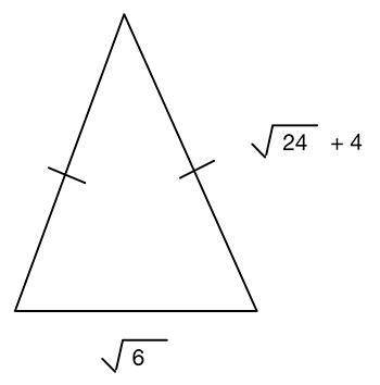 Consider the isosceles triangle below where the side lengths are given in cm:

Part A: Is the side