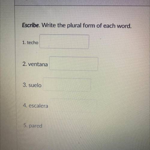Write the plural form of each word.