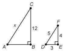 If triangle ABC is similar to triangle DEF, what is the value of x?

12 cm
36 cm
15 cm
5 cm