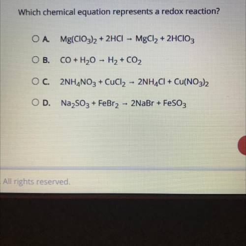 Which chemical equation represents a redox reaction?