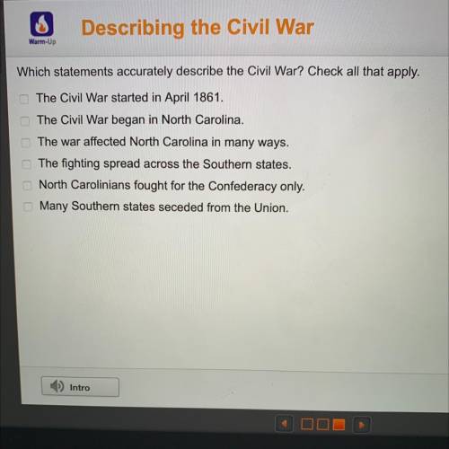 Which statements accurately describe the civil war? check all that apply