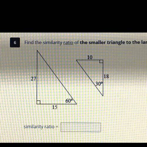 What is the similarity ratio of the smaller triangle to the larger triangle?

Simplify the scale f