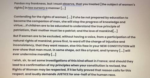 Activity: Read the excerpt three times from A Vindication of the Rights of Woman below. Take notes