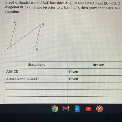 ￼ Quadrilateral ABCD has sides AB parallel to cd and a D is equal to a B and BC is equal to CD if d