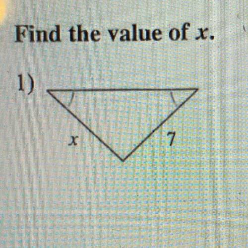 (Geometry)
Find the value of X
Show work