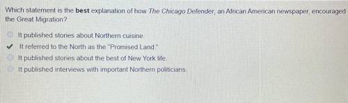Which statement is the best explanation of how The Chicago Defender, an African American newspaper,