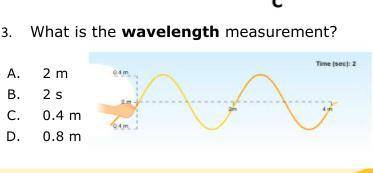 What is the wavelength measurement? 
A. 2 m
B. 2 s
C. 0.4 m
D. 0.8 m