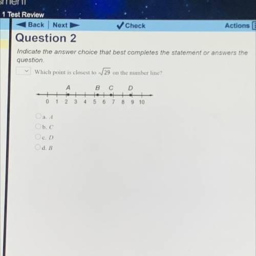 Indicate the answer choice that best completes the statement or answers the

question.
Which point