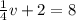 \frac{1}{4} v+2=8