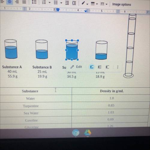 A chemistry class is given four beakers containing unknown liquids A, B, C, and shown below.

Addr