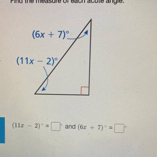 Find the measure of the acute angles pls help