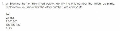 Examine the numbers listed below. Identify the only number that might be prime. Explain how you kno