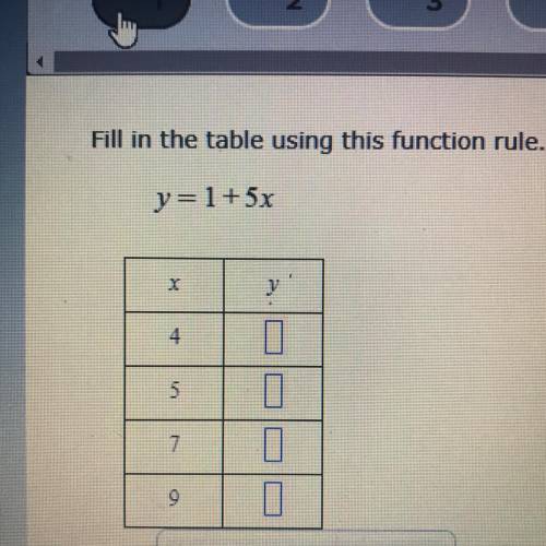 Fill in the table using this function rule