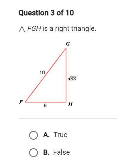 Fgh is a right triangle
