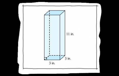 This box is a right rectangular prism. Its dimensions are 3 inches by 3 inches by 11 inches.

What
